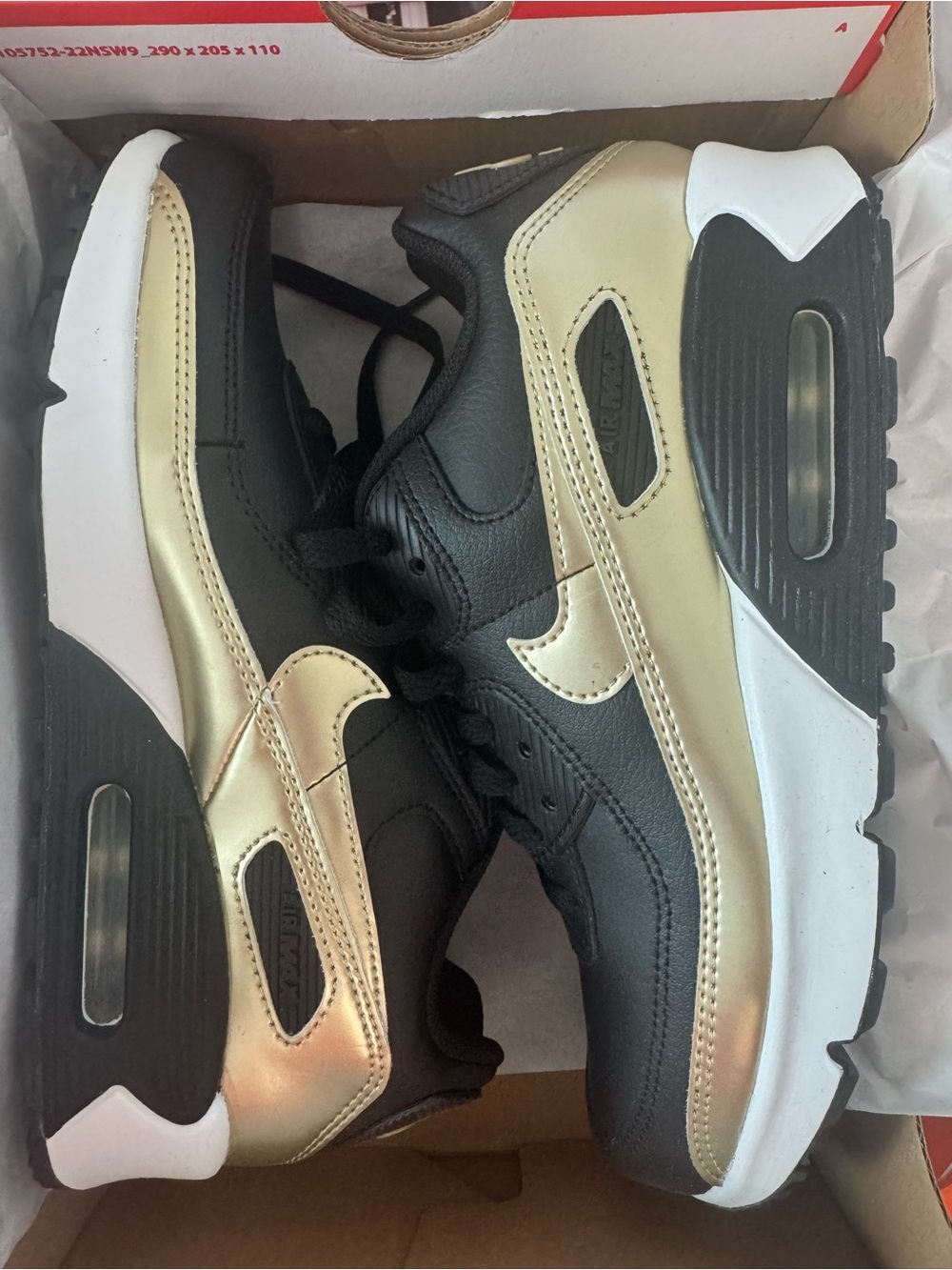 Nike Black and Metallic Gold Air Max Sneakers